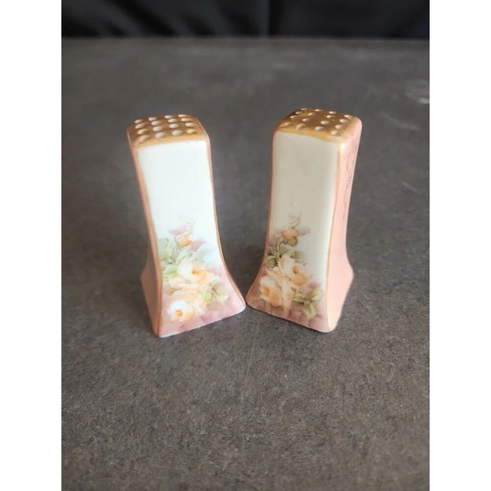 Vintage Hand-Painted Porcelain Salt & Pepper Shakers - Pink & Yellow Roses
